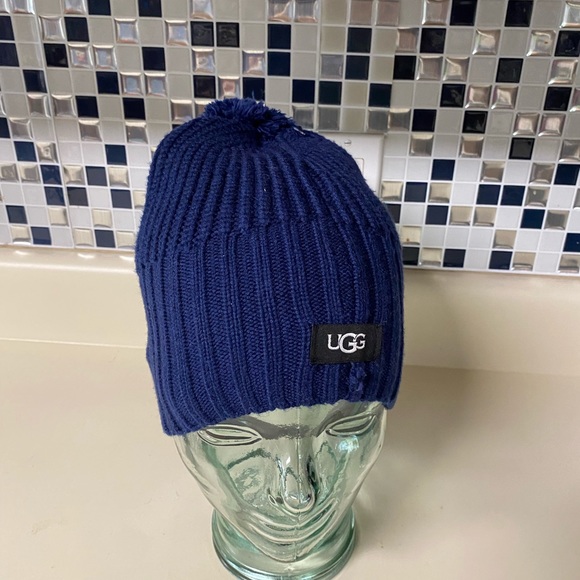 UGG Accessories - Ugg Yarn Pompom Cardi Mix Stitch Knit Beanie Hat